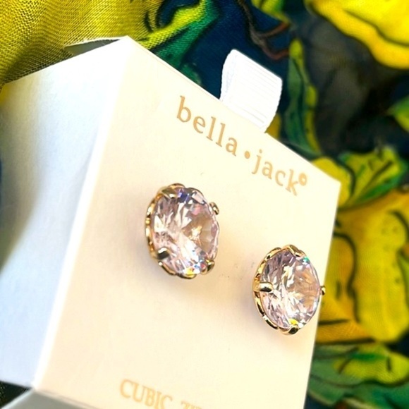 Brand New Bella Jack Cubic Zirconia Large Half Inch Studs Sparkly Post Earrings - Picture 7 of 16